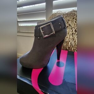 Boots Elegant Charcoal Heeled Boots with Buckle